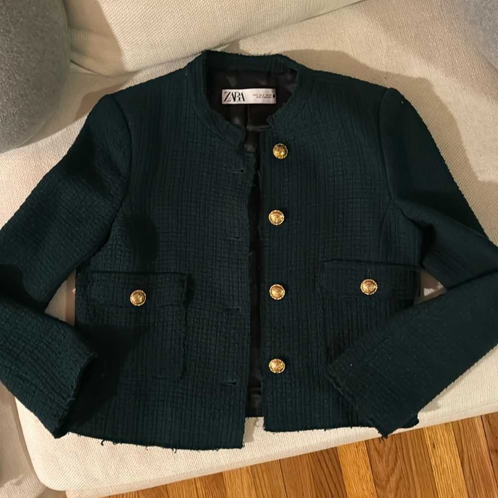 Zara tweed look skirt suit set